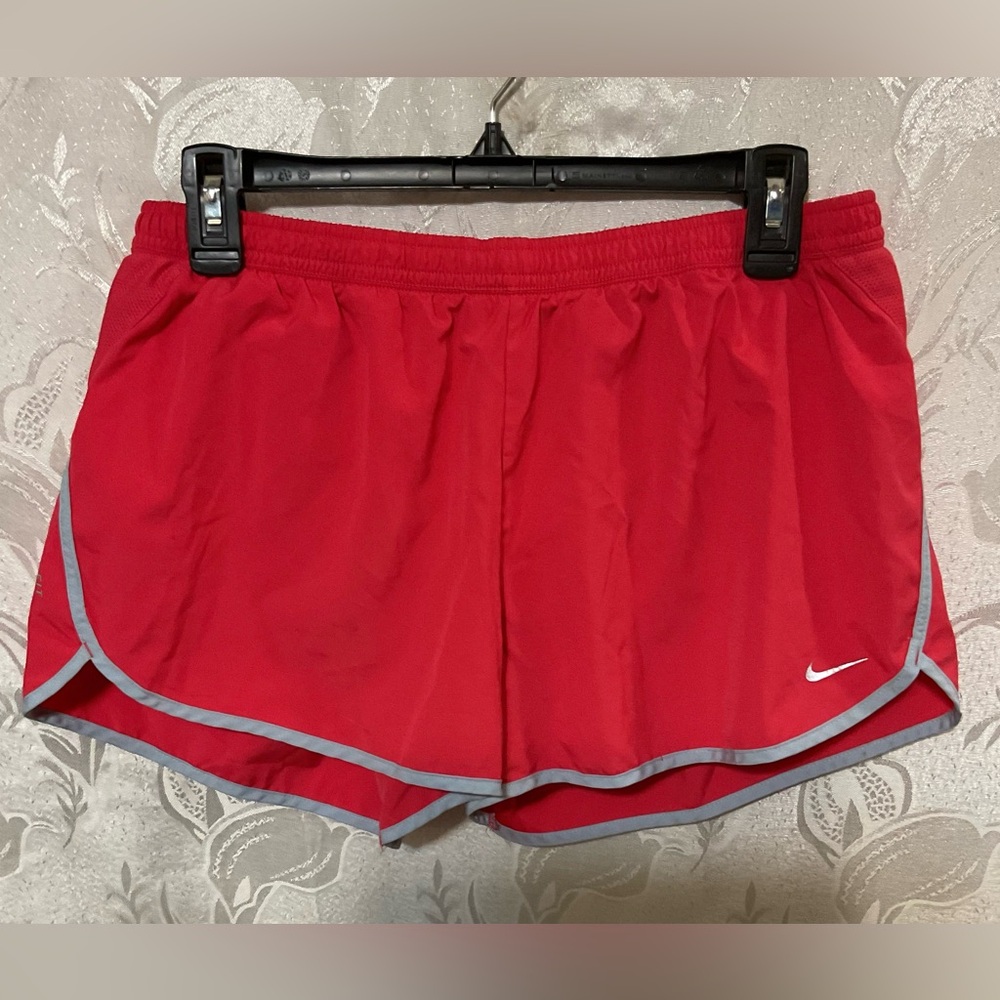Nike Red Athletic Shorts with Gray Trim